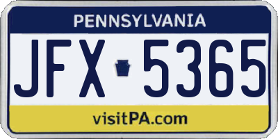 PA license plate JFX5365