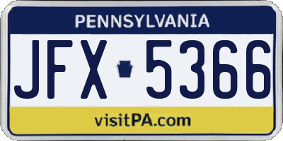 PA license plate JFX5366