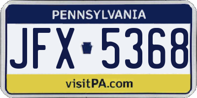 PA license plate JFX5368