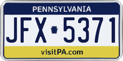 PA license plate JFX5371