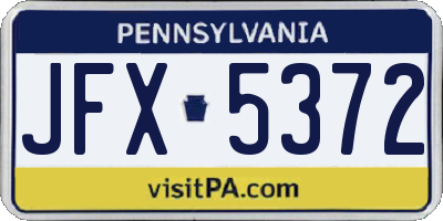 PA license plate JFX5372