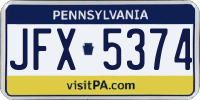 PA license plate JFX5374