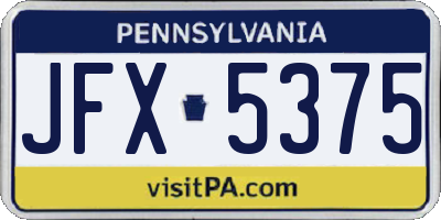 PA license plate JFX5375