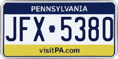PA license plate JFX5380