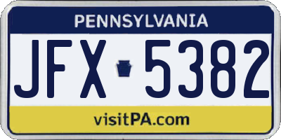 PA license plate JFX5382
