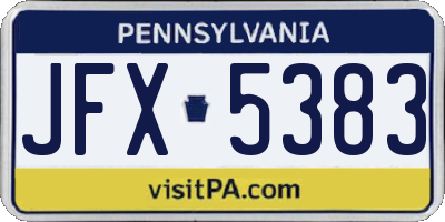 PA license plate JFX5383