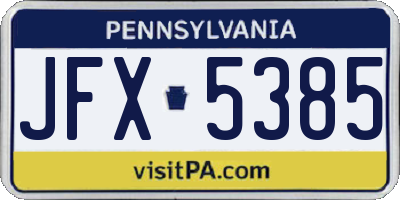 PA license plate JFX5385
