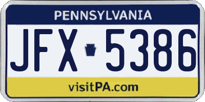 PA license plate JFX5386
