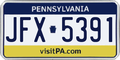 PA license plate JFX5391