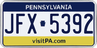 PA license plate JFX5392