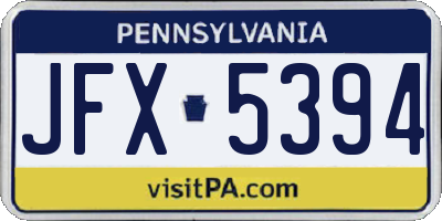 PA license plate JFX5394