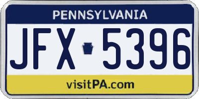 PA license plate JFX5396