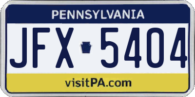 PA license plate JFX5404