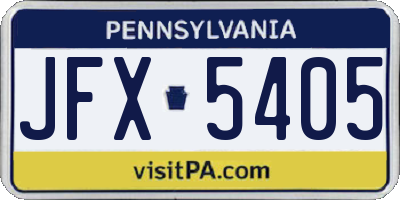 PA license plate JFX5405