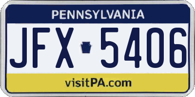 PA license plate JFX5406