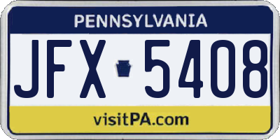 PA license plate JFX5408
