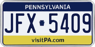PA license plate JFX5409