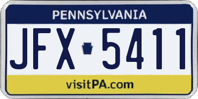 PA license plate JFX5411