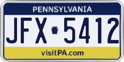 PA license plate JFX5412