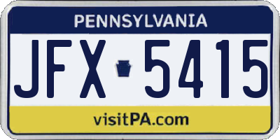 PA license plate JFX5415