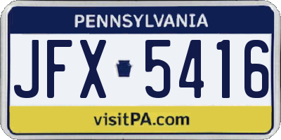 PA license plate JFX5416
