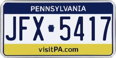 PA license plate JFX5417