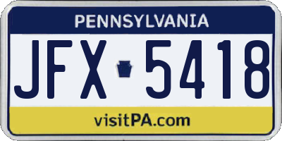 PA license plate JFX5418