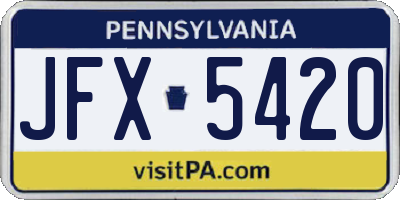 PA license plate JFX5420