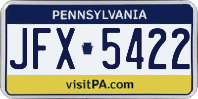 PA license plate JFX5422