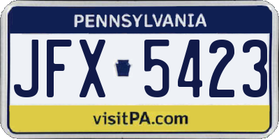 PA license plate JFX5423