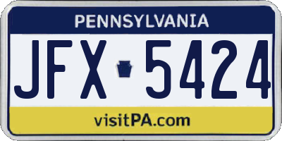 PA license plate JFX5424