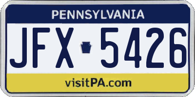 PA license plate JFX5426