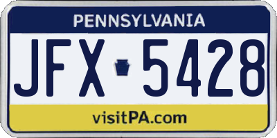 PA license plate JFX5428