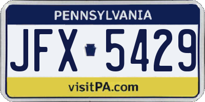 PA license plate JFX5429
