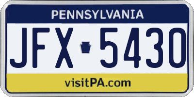PA license plate JFX5430
