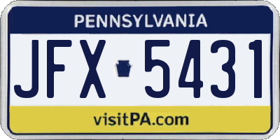 PA license plate JFX5431