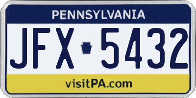 PA license plate JFX5432
