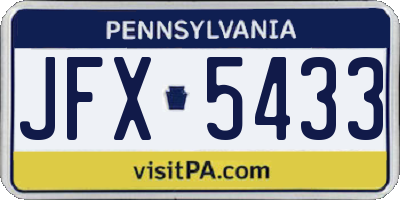 PA license plate JFX5433