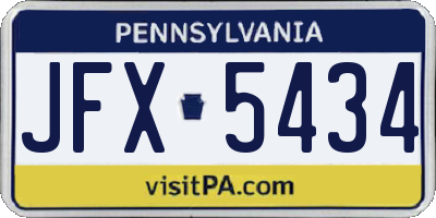 PA license plate JFX5434