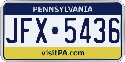 PA license plate JFX5436