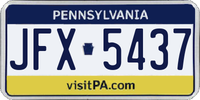 PA license plate JFX5437