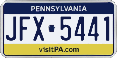 PA license plate JFX5441