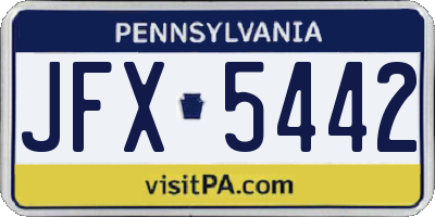 PA license plate JFX5442