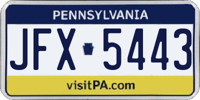 PA license plate JFX5443