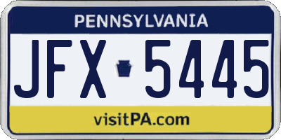 PA license plate JFX5445