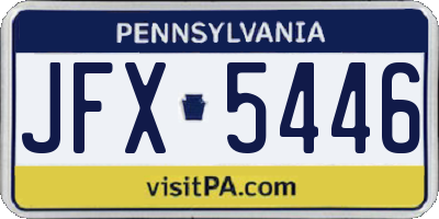 PA license plate JFX5446
