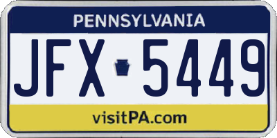 PA license plate JFX5449