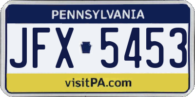 PA license plate JFX5453