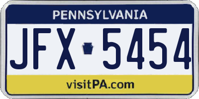 PA license plate JFX5454