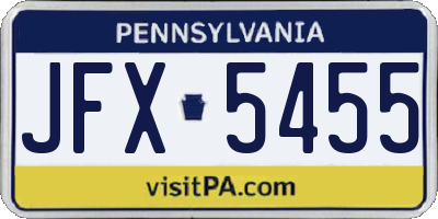 PA license plate JFX5455